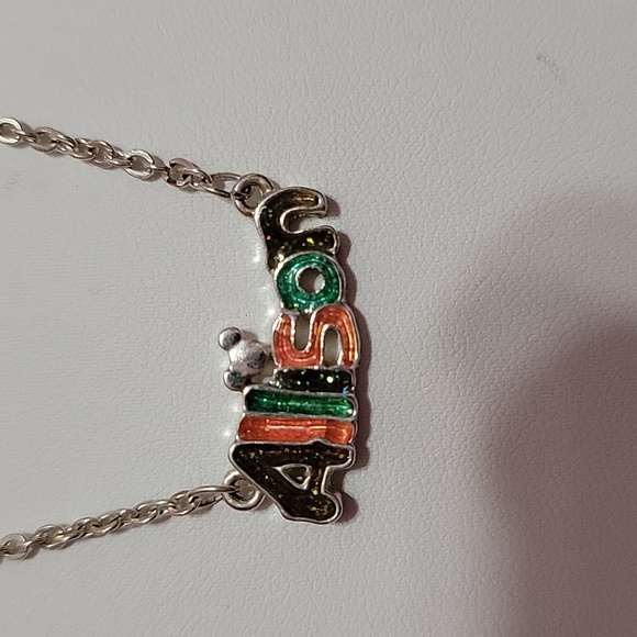 Allison Personalized Disney Mickey Ears Necklace. Silver tone 14"-16.5"L - Picture 3 of 3